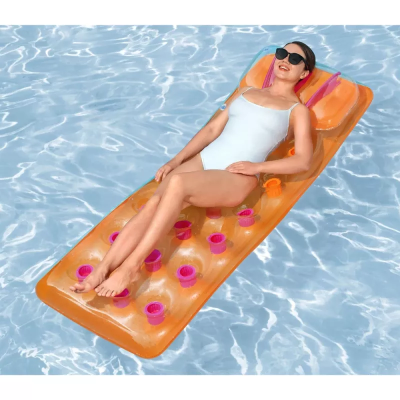 Bestway 43015 Inflatable Air Mat for Swimming Pool, Orange, 183x69x15 cm