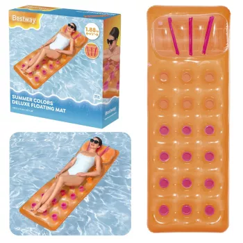 Bestway 43015 Inflatable Air Mat for Swimming Pool, Orange, 183x69x15 cm