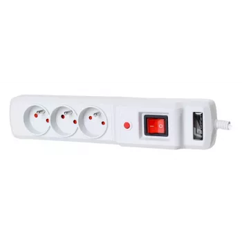 Getfort Surge Protector Power Strip 3 Outlets 5m Grey