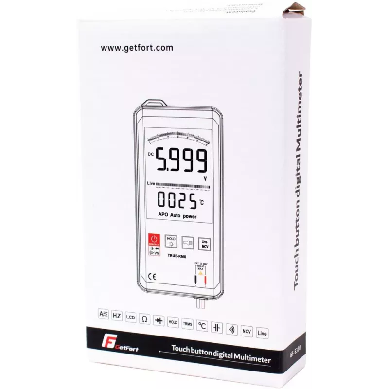 GETFORT GF-5330C Digital Multimeter, 1999 Counts, True RMS, CAT III 600V