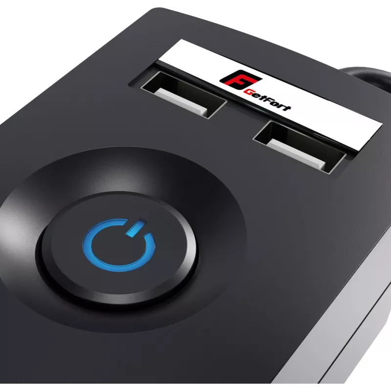 Getfort 5P 5m Black USB Surge Protector Power Strip