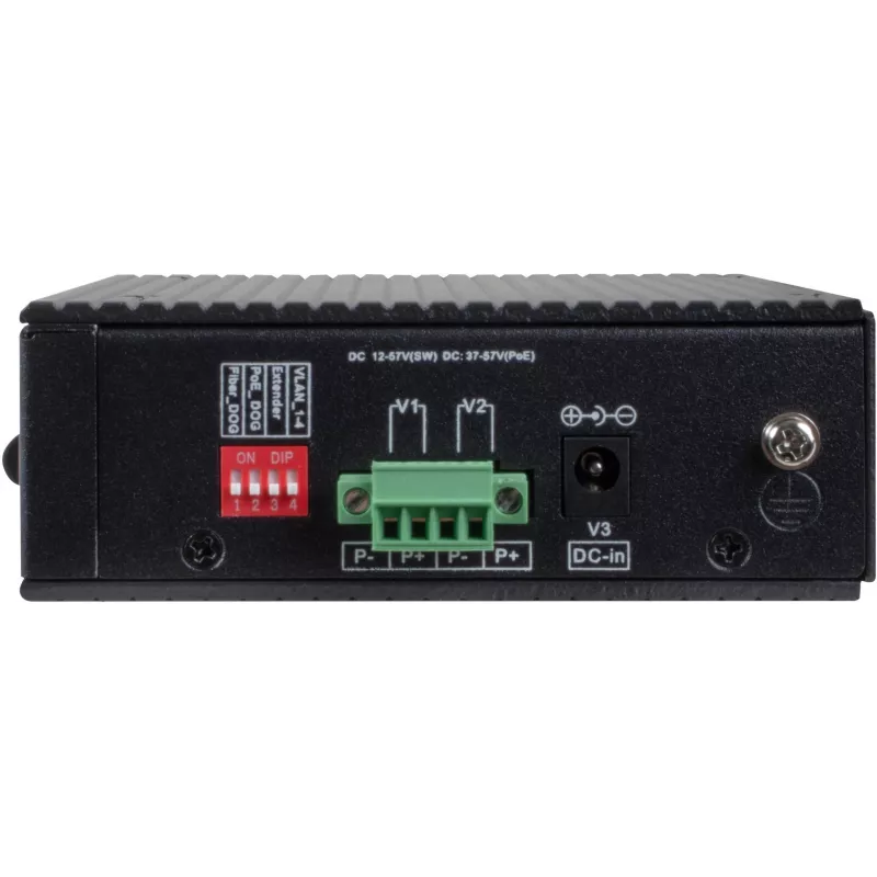 GETFORT GF-110-4PG-1G-1S Industrial PoE+ Switch, 4x PoE+ 10/100/1000Base-T + 1x 10/100/1000Base-T + 1x 1000Base-X SFP, -40°C to 80°C, DIN Rail, 65W PoE Budget