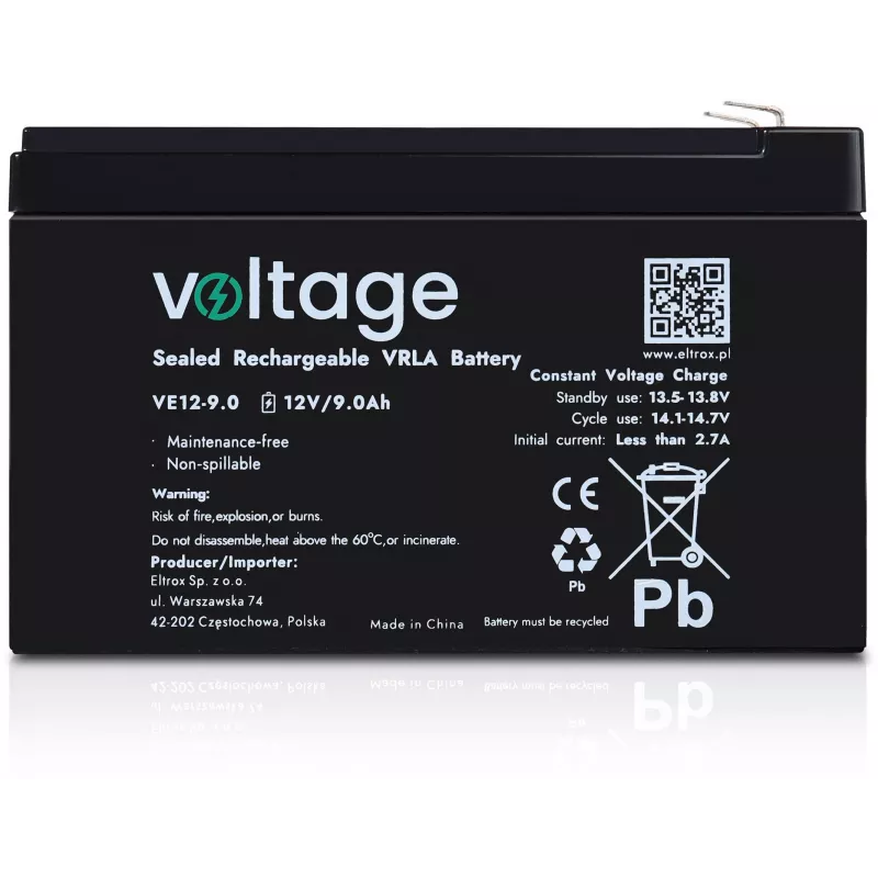 VOLTAGE AGM Battery 12V 9Ah VE12-9.0 (6-9 Year Life)