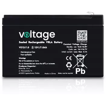 VOLTAGE AGM Battery 12V 7Ah VE12-7.0 (6-9 Years Lifespan)