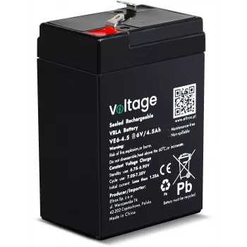 VOLTAGE AGM Battery 6V 4.5Ah VE6-4.5 (6-9 Years Lifespan)