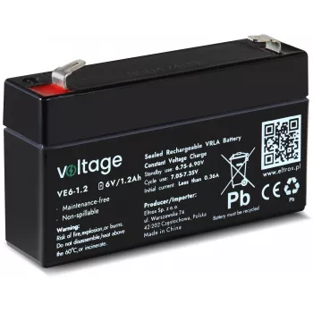 AGM Battery Voltage 6V 1.2Ah VE6-1.2 (Design Life 6-9 Years)