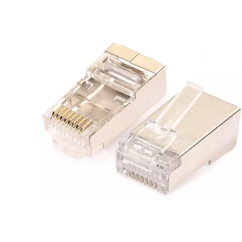 GETFORT RJ45 Cat.6A Shielded Connector with Wire Guide, 8P8C, 100 pcs