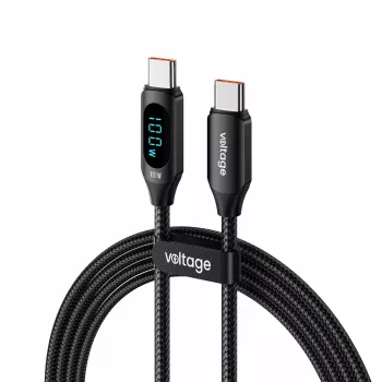 USB-C to USB-C Cable Voltage PowerDisplay 100W PD 1m Black