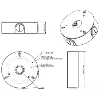 MITON MT-P13G Surface-Mounted Junction Box, Grey (RAL 7035), IP65, IK07, 130x130x75 mm