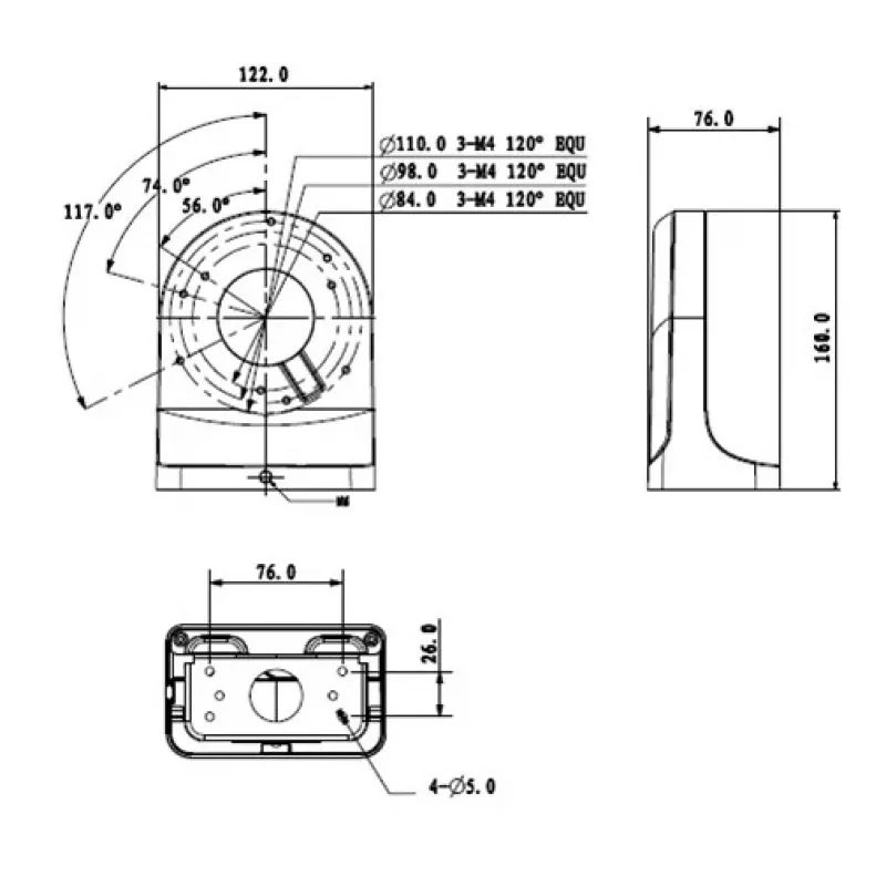 MITON MT-P203 Surface-Mounted Junction Box White ABS IP20 80x80x40mm