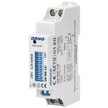 ORNO OR-WE-521 Single-Phase Electricity Meter 230V 40A DIN Rail LCD Backlight