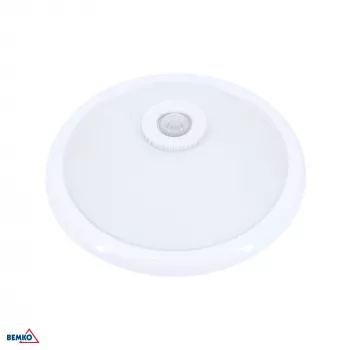 BEMKO TAZAN Ceiling Light with PIR Sensor 2x40W E27 IP20 Glass+Steel+Plastic White
