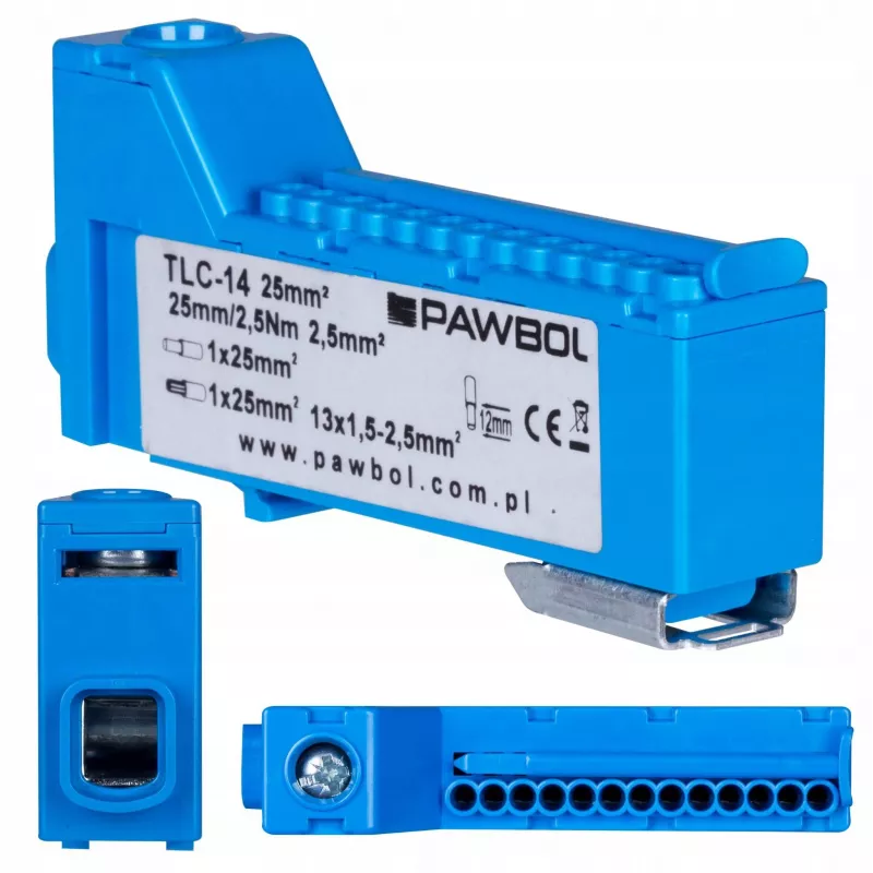 PAWBOL LZB E.4136N Screwless Terminal Strip Blue 12-Pole 450V 24A