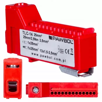 PAWBOL LZB E.4136CZ Screwless Terminal Strip 12-Pole Red 450V 24A