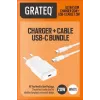 GRATEQ TAHKO 20W USB-C PD Wall Charger Bundle with 1.5m USB-C to Lightning Cable, White