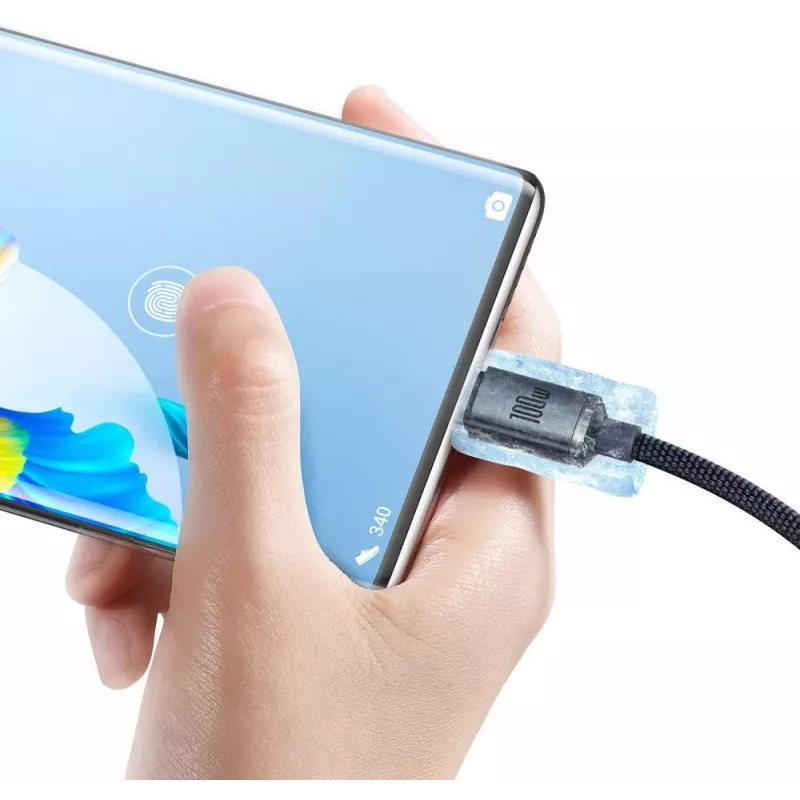 Baseus Crystal Shine USB-A to USB-C Cable 1.2m 100W 6A QC 3.0 Braided Nylon Black