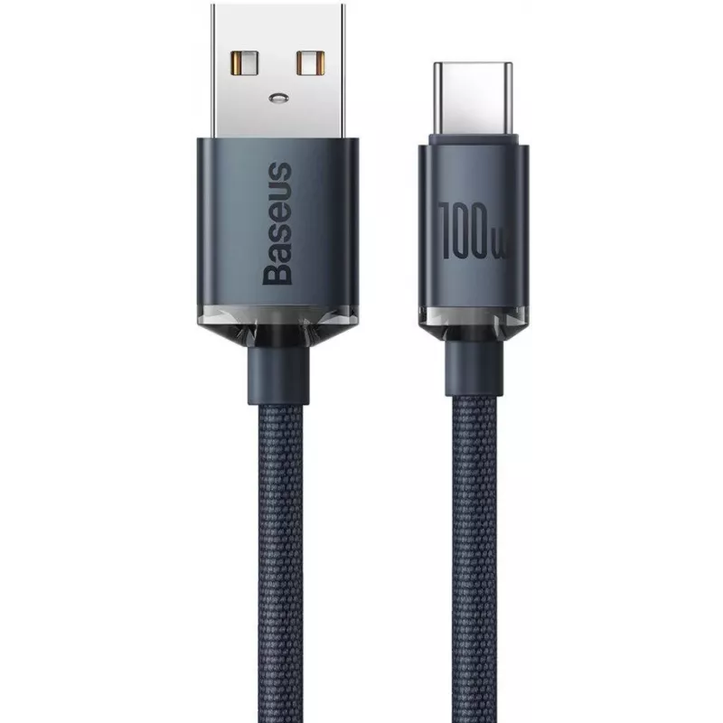 Baseus Crystal Shine USB-A to USB-C Cable 1.2m 100W 6A QC 3.0 Braided Nylon Black