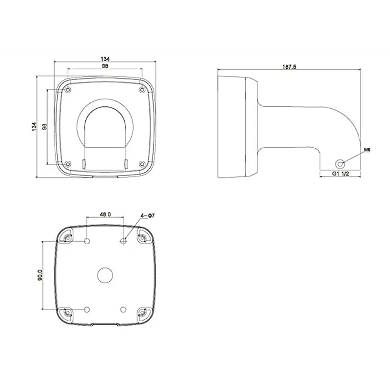 DAHUA PFB302S-V2 Wall Mount for PTZ Dome Cameras, White, Aluminum Alloy