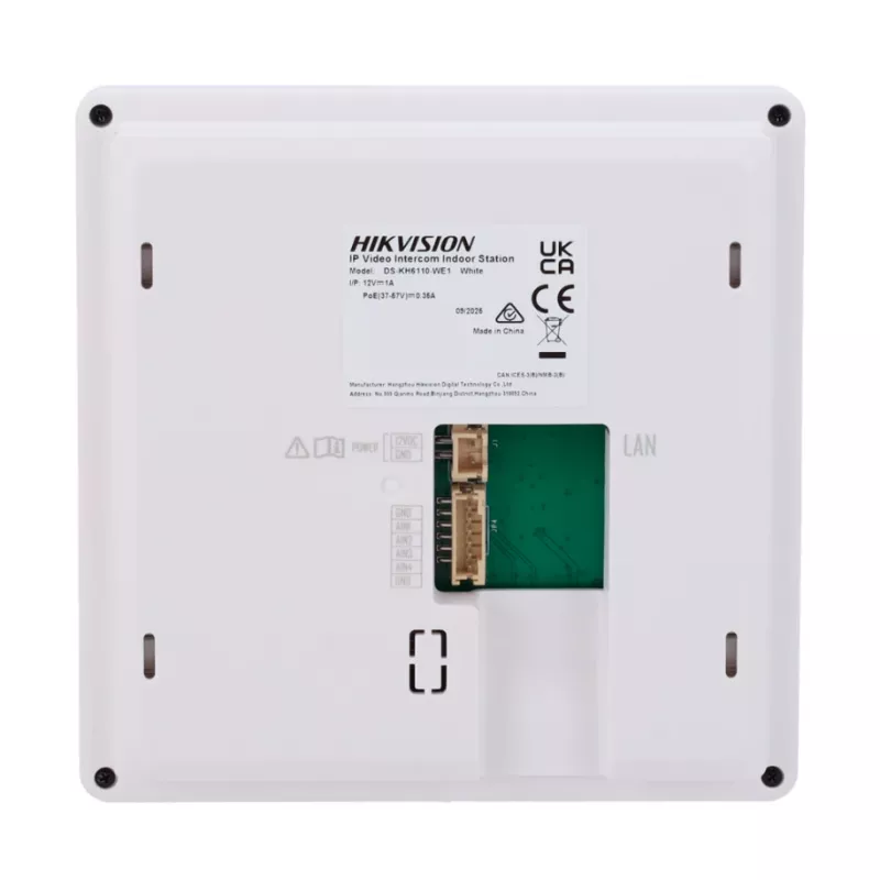 Hikvision DS-KH6110-WE1 4.3 inch Indoor Station, 480x272, PoE, WiFi, 4 Custom Buttons, Touch Screen, White