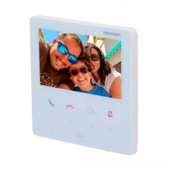 Hikvision DS-KH6110-WE1 4.3 inch Indoor Station, 480x272, PoE, WiFi, 4 Custom Buttons, Touch Screen, White