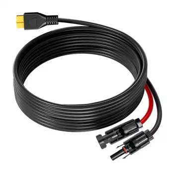 FOSSIBOT XT60-MC4 Solar Panel Adapter Cable, 5m, 12 AWG, IP67 MC4 Connectors, UV-Resistant, Black