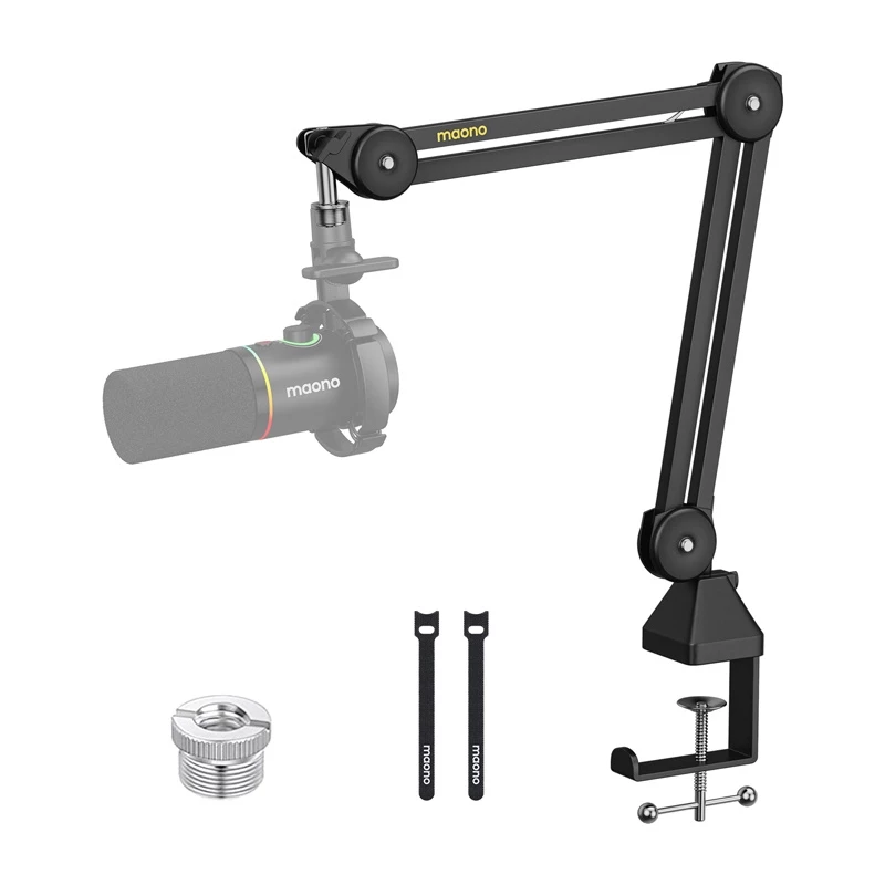 MAONO BA37 Microphone Boom Arm - Black, Desk Clamp, 360° Rotation, 1.5kg Capacity