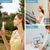 JISULIFE Handheld Fan 8 White Portable USB Fan with Power Bank 2000mAh and Flashlight
