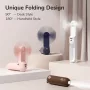 JISULIFE Handheld Fan 8 White Portable USB Fan with Power Bank 2000mAh and Flashlight