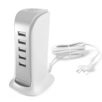 Dudao 5x USB Charger with Built-in EU Power Cable White (A5EU)