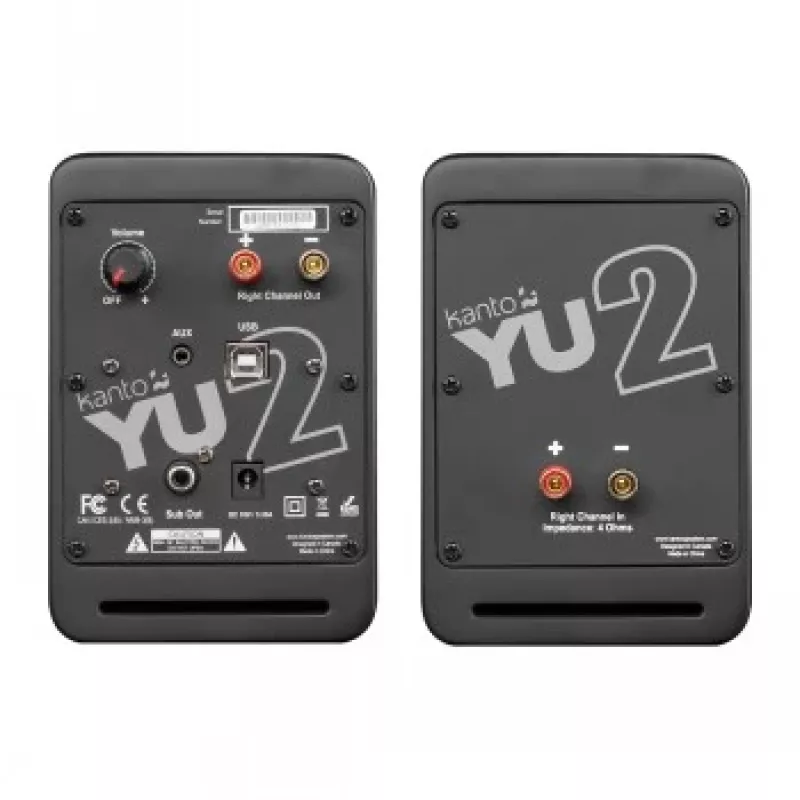 Kanto Audio YU2MB-CG 3-Driver Powered Speakers with USB DAC and 3.5mm AUX - Matte Black (Incl. Type C & G Power Cords)