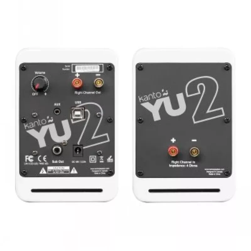 KANTO AUDIO YU2MW-CG Powered Bookshelf Speakers with USB DAC and 3.5mm AUX - Matte White (Incl. Type C & G Power Cords)