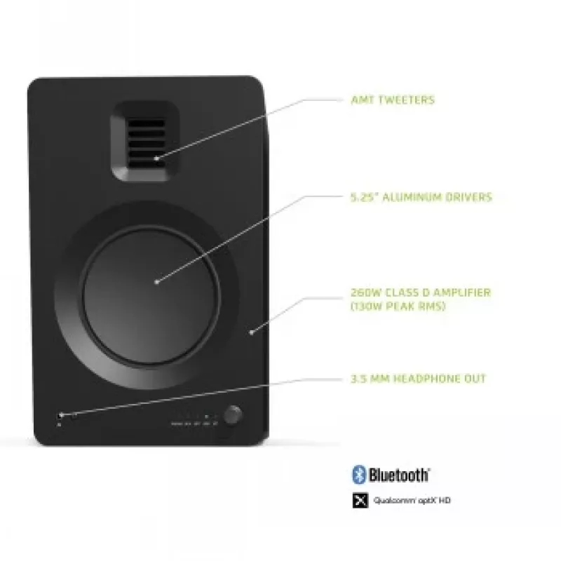 KANTO AUDIO TUKMB-FG Premium Powered Speaker with Headphone Out, USB DAC, Dedicated Phono Pre-Amp, Bluetooth, Matte Black (Incl. Type F & G Power Cords)