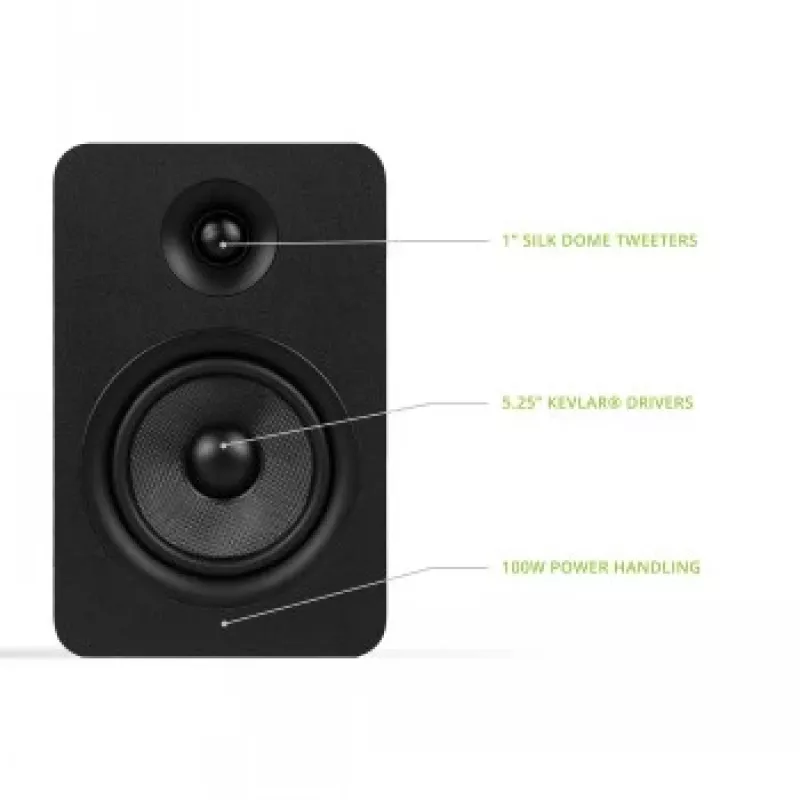 KANTO AUDIO YUP6 Passive Bookshelf Speakers Pair - 1 inch Silk Dome Tweeter & 5.25 inch Kevlar Woofer - Black