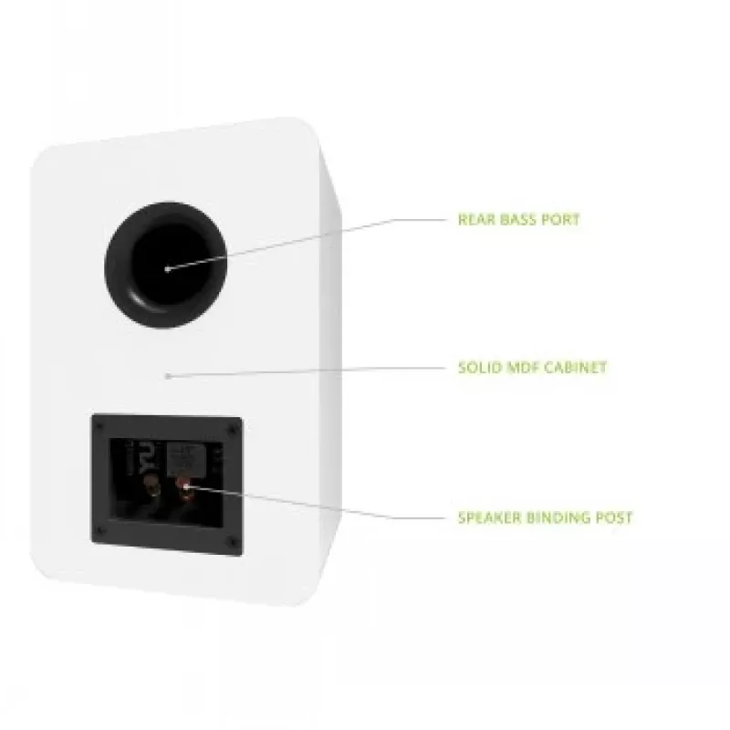 KANTO AUDIO YUP6W Passive Bookshelf Speakers (Pair) - White - 1 inch Silk Dome Tweeter & 5.25 inch Kevlar Woofer