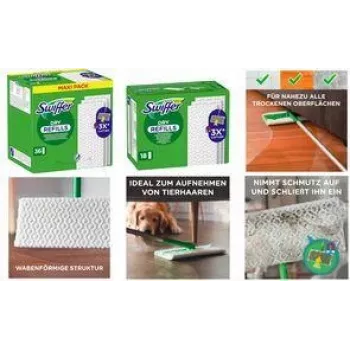 Swiffer Dry Floor Wipes Refill Pack, 72 Count, Traps 3x More Dust, Dirt & Hair