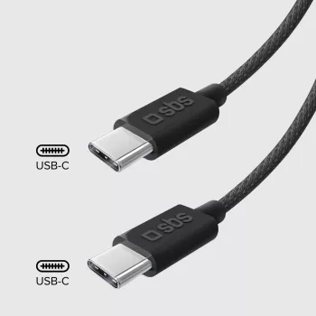 SBS TECABLETISSUETCCK USB-C to USB-C Braided Cable 1.5m 60W PD Fast Charging & Data Sync - Black