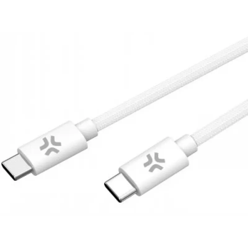 CELLY USBCUSBCCOTT - USB-C to USB-C Cotton Braided Cable White (Power Delivery)