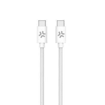 CELLY USBCUSBCCOTT - USB-C to USB-C Cotton Braided Cable White (Power Delivery)