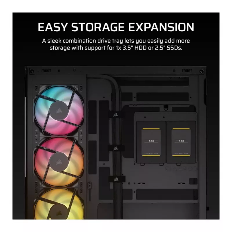 Corsair 280X RS-R ARGB Micro-ATX PC Case, Tempered Glass, Black, 3x LL120 RGB Fans