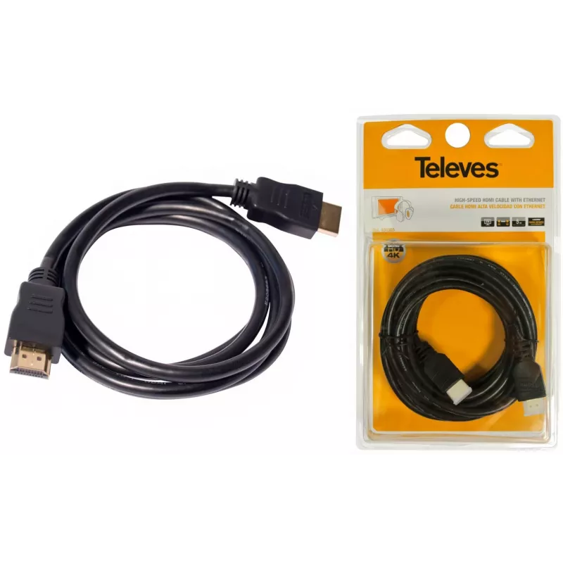 TELEVES HDMI 2.0 Cable 3m 4K UHD 18Gbps Gold-Plated Black