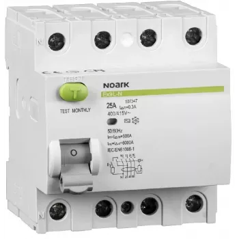 NOARK Ex9L-N 4P 25A 30mA RCCB Residual Current Circuit Breaker, 6kA, Type AC, 4 Poles