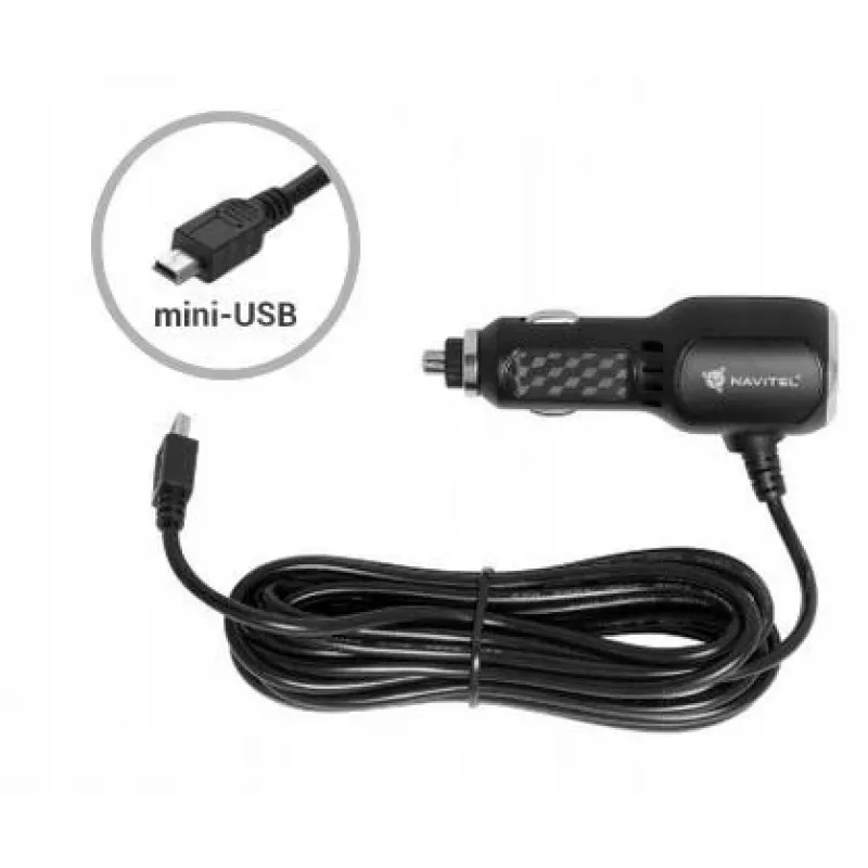 NAVITEL Mini-USB Car Charger for Cigarette Lighter Socket, 12V/24V, 2A, 10W, 1.2m Cable, Black