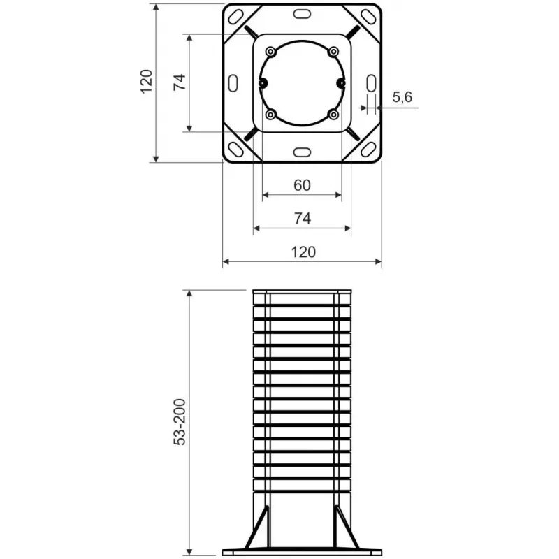 KOPOS KEZ_KB Electrical Installation Box for Insulated Facades, 120x120mm, Grey/Orange