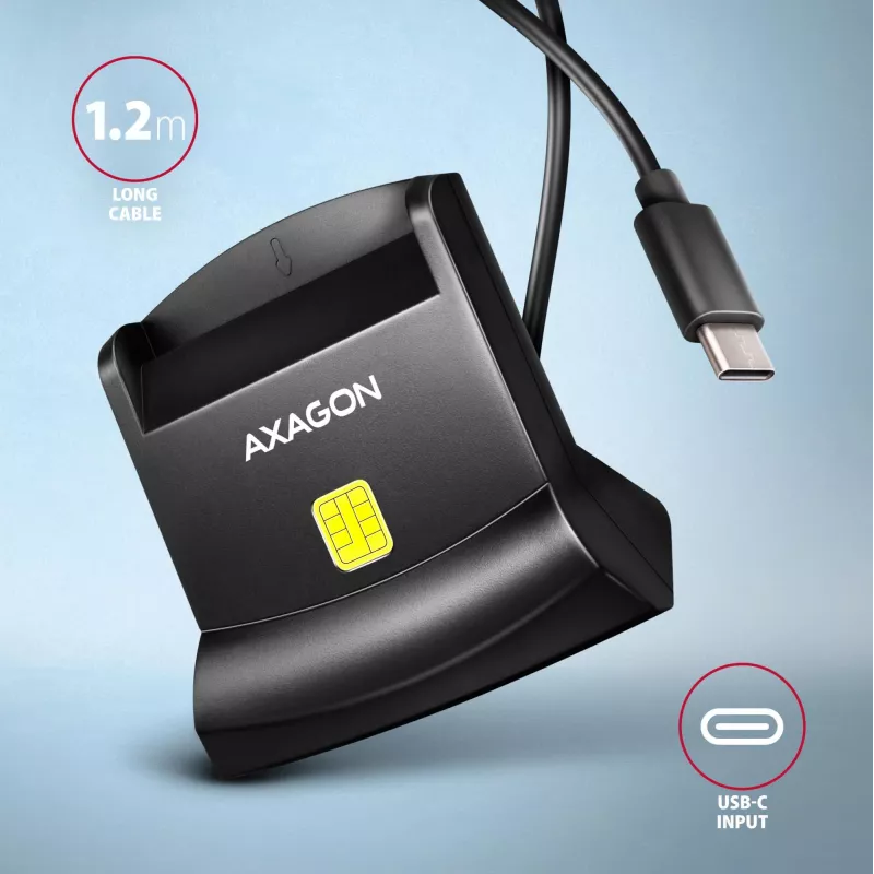 AXAGON CRE-SM4NC USB-C Smart Card Stand Reader - Black