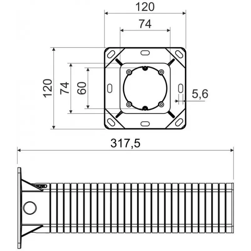 KOPOS KEZ-300_KB Flush-Mounted Junction Box for Thermal Insulation Systems (ETICS/EIFS) - Orange, 300mm Insulation Thickness