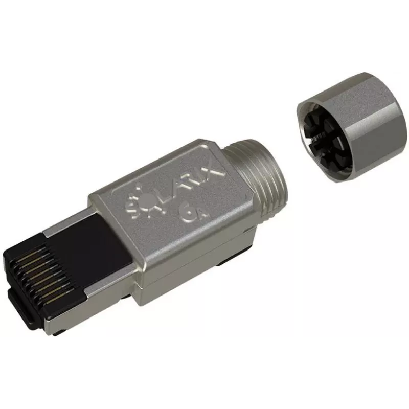 SOLARIX Industrial RJ45 Cat.6A STP Toolless Connector, 1 Piece, Black/Silver