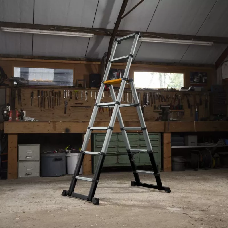 Batavia 7065240 Telescopic Stepladder 205cm, 150kg Load, Anodized Aluminum, Silver/Black