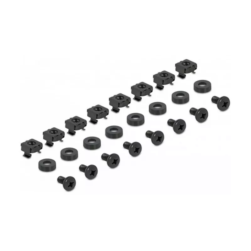 DELOCK 19 inch Support Rail Kit Adjustable 368-600 mm for Network Cabinet 1U Black 2 Pieces