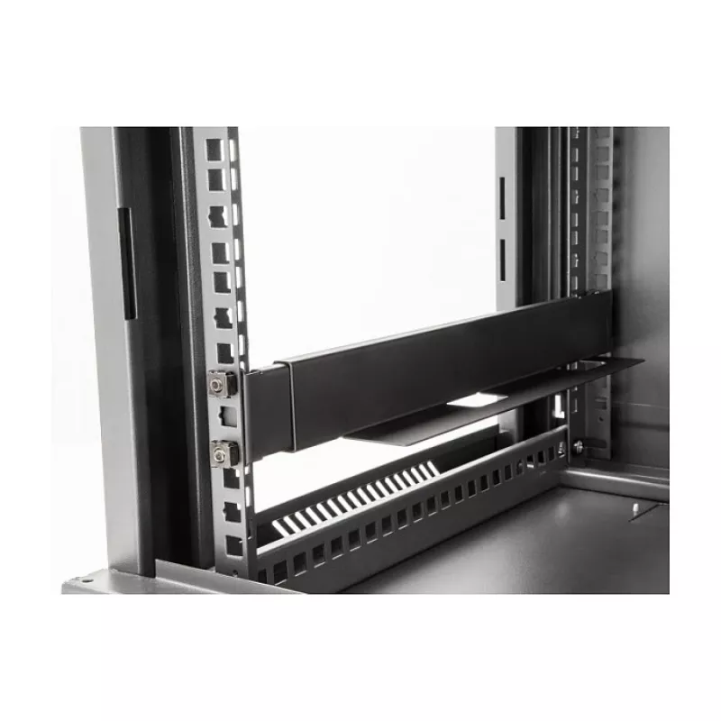 DELOCK 19 inch Support Rail Kit Adjustable 368-600 mm for Network Cabinet 1U Black 2 Pieces