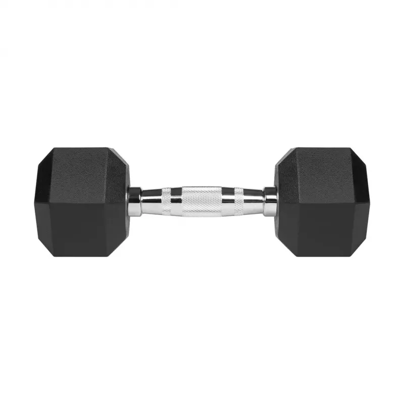 REBEL ACTIVE Rubber-Coated Cast Iron Dumbbells 2x5 kg